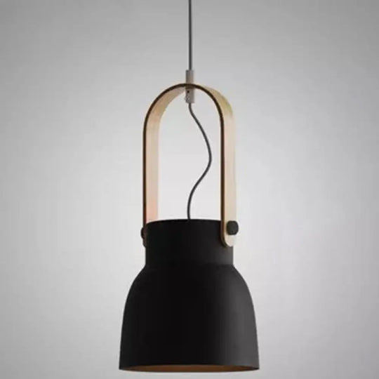 Nordic Modern Metal Pendant Lamp - 1-Light Upside Down Trifle Style For Restaurants Black / 7.5’