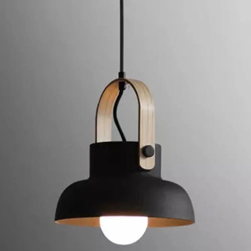 Nordic Modern Metal Pendant Lamp - 1-Light Upside Down Trifle Style For Restaurants Black / 9’