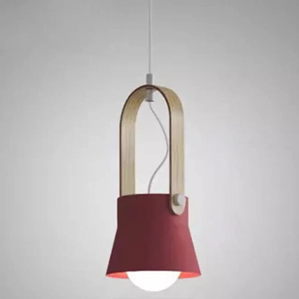 Nordic Modern Metal Pendant Lamp - 1-Light Upside Down Trifle Style For Restaurants Crimson / 6.5’