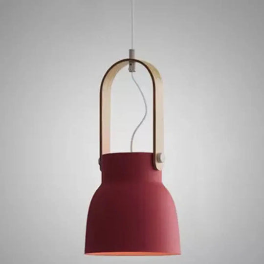 Nordic Modern Metal Pendant Lamp - 1-Light Upside Down Trifle Style For Restaurants Crimson / 7.5’