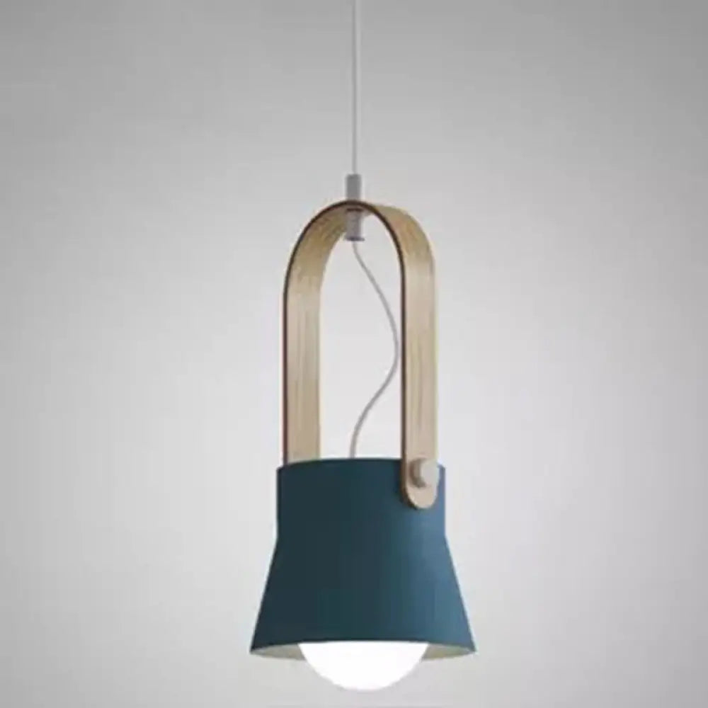 Nordic Modern Metal Pendant Lamp - 1-Light Upside Down Trifle Style For Restaurants Dark Blue / 6.5’