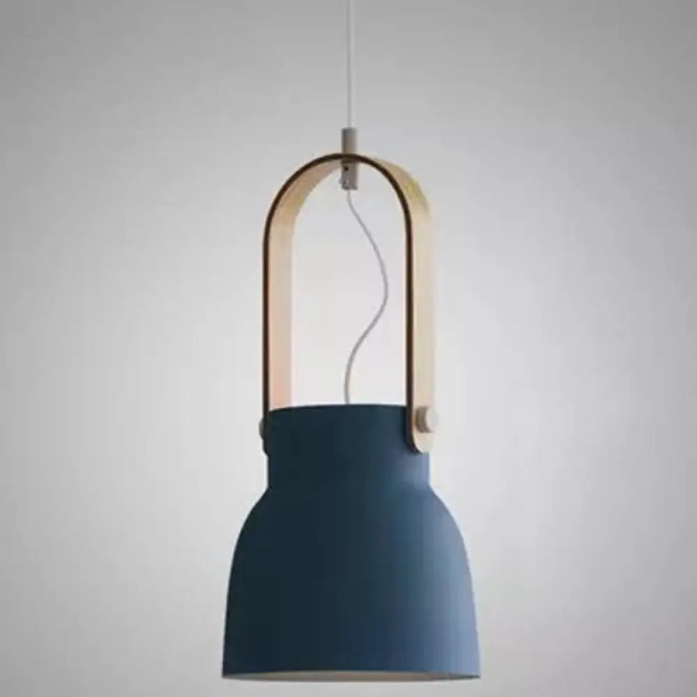 Nordic Modern Metal Pendant Lamp - 1-Light Upside Down Trifle Style For Restaurants Dark Blue / 7.5’