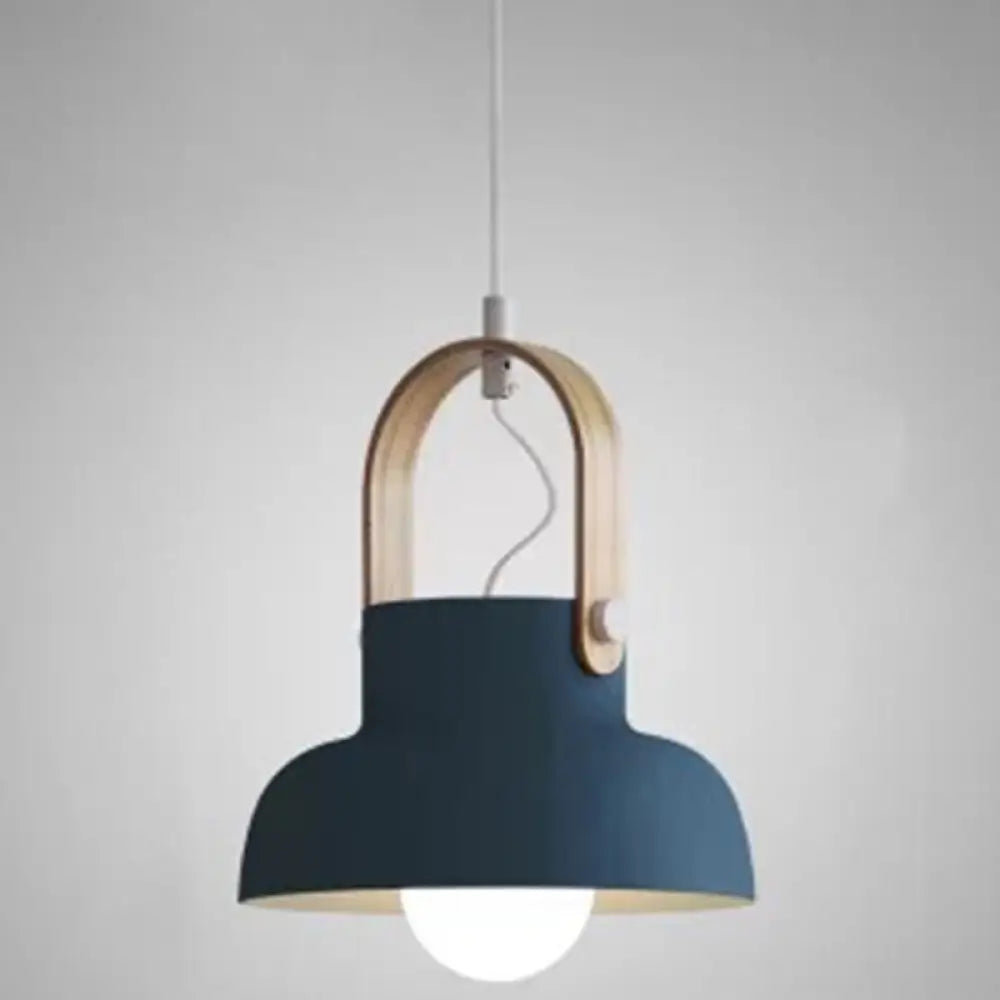 Nordic Modern Metal Pendant Lamp - 1-Light Upside Down Trifle Style For Restaurants Dark Blue / 9’