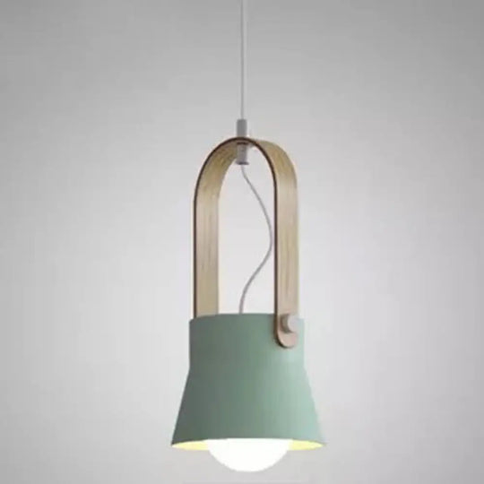 Nordic Modern Metal Pendant Lamp - 1-Light Upside Down Trifle Style For Restaurants Green / 6.5’