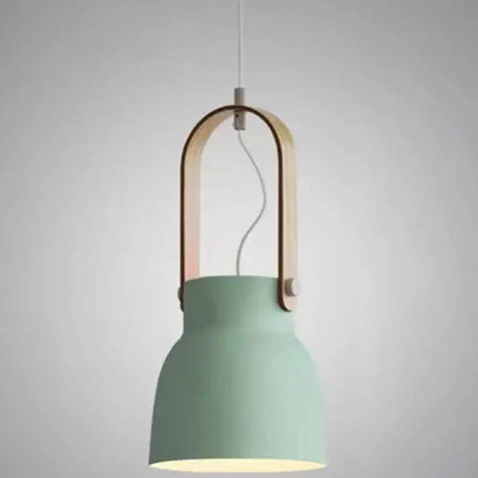 Nordic Modern Metal Pendant Lamp - 1-Light Upside Down Trifle Style For Restaurants Green / 7.5’