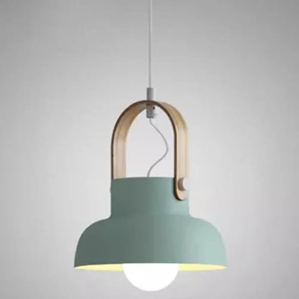 Nordic Modern Metal Pendant Lamp - 1-Light Upside Down Trifle Style For Restaurants Green / 9’