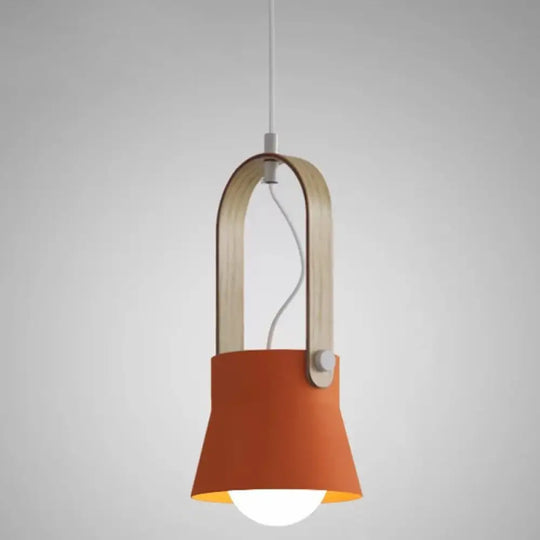 Nordic Modern Metal Pendant Lamp - 1-Light Upside Down Trifle Style For Restaurants Orange / 6.5’