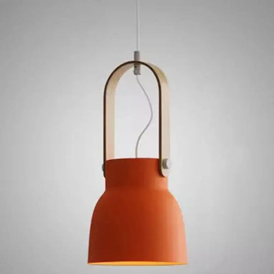 Nordic Modern Metal Pendant Lamp - 1-Light Upside Down Trifle Style For Restaurants Orange / 7.5’