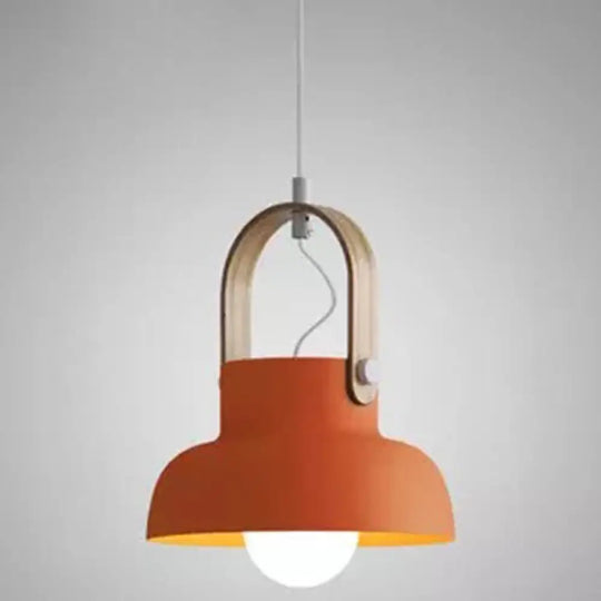 Nordic Modern Metal Pendant Lamp - 1-Light Upside Down Trifle Style For Restaurants Orange / 9’