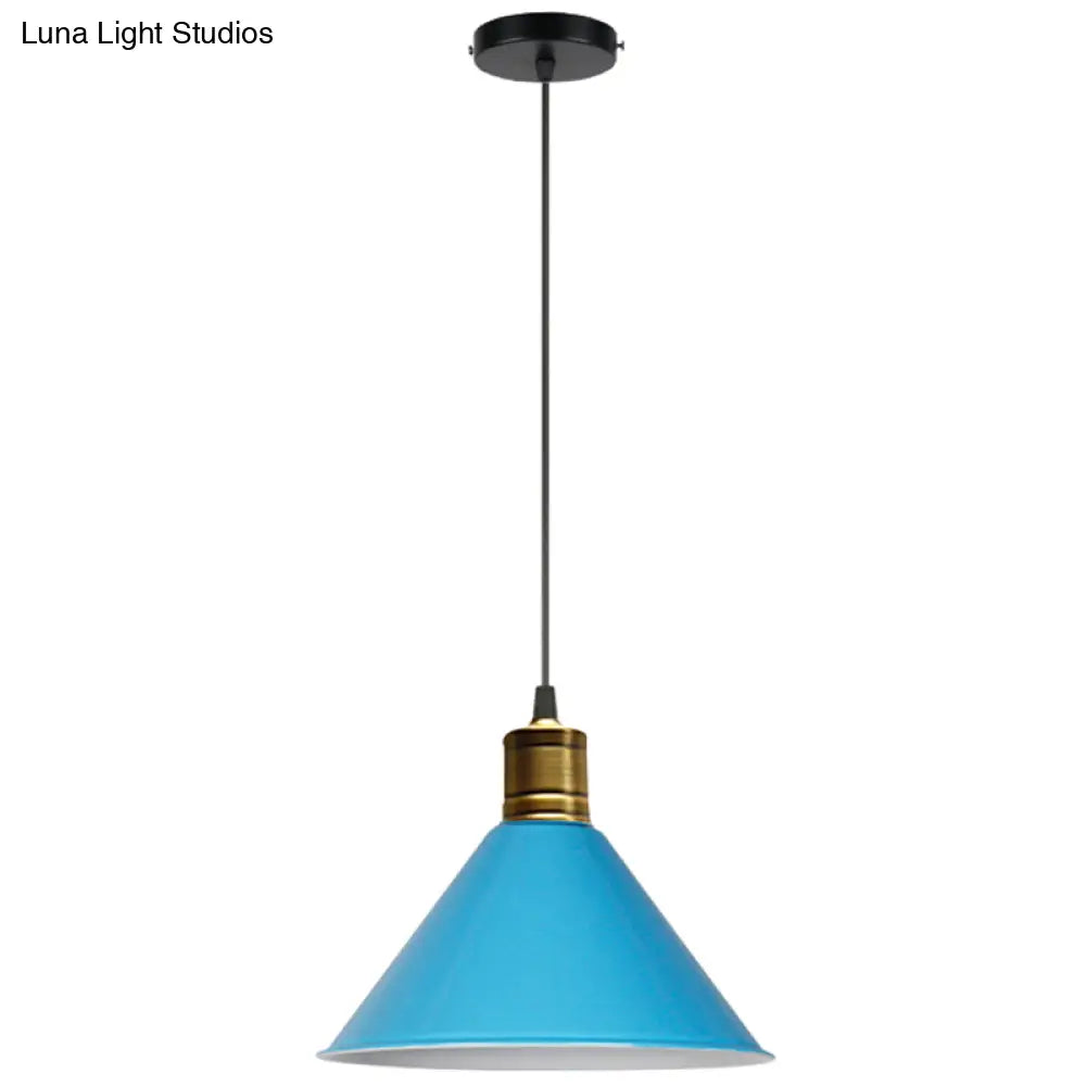 Nordic Style Metal Hanging Pendant Lamp With Modern Design - Ideal For Restaurant Ceilings Blue / 12