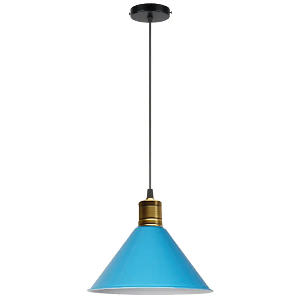 Nordic Modern Metal Tapered Hanging Light - Stylish 1-Light Restaurant Ceiling Pendant Lamp Blue /