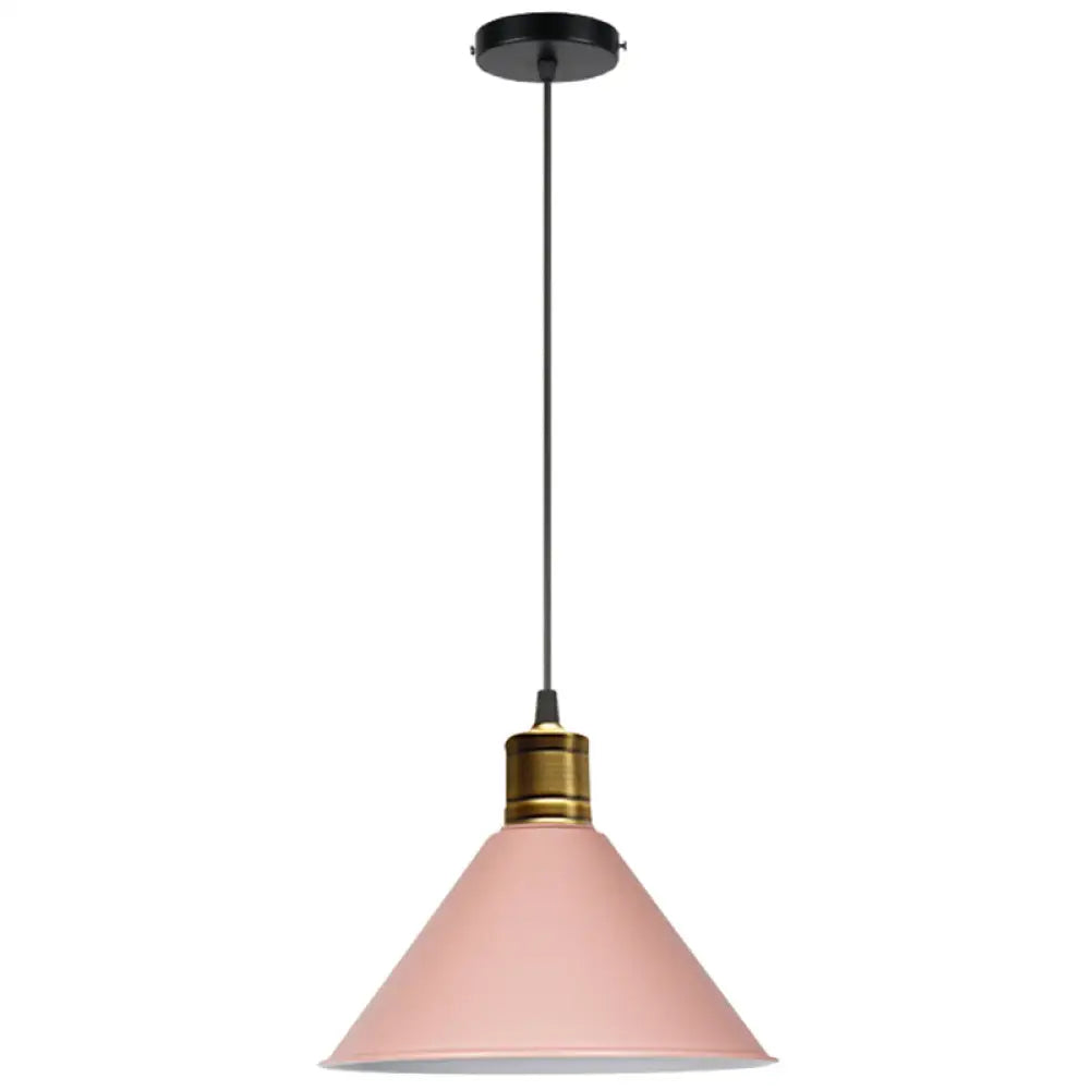 Nordic Modern Metal Tapered Hanging Light - Stylish 1-Light Restaurant Ceiling Pendant Lamp Pink /