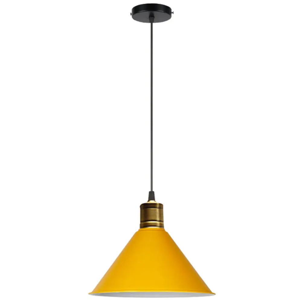 Nordic Modern Metal Tapered Hanging Light - Stylish 1-Light Restaurant Ceiling Pendant Lamp Yellow
