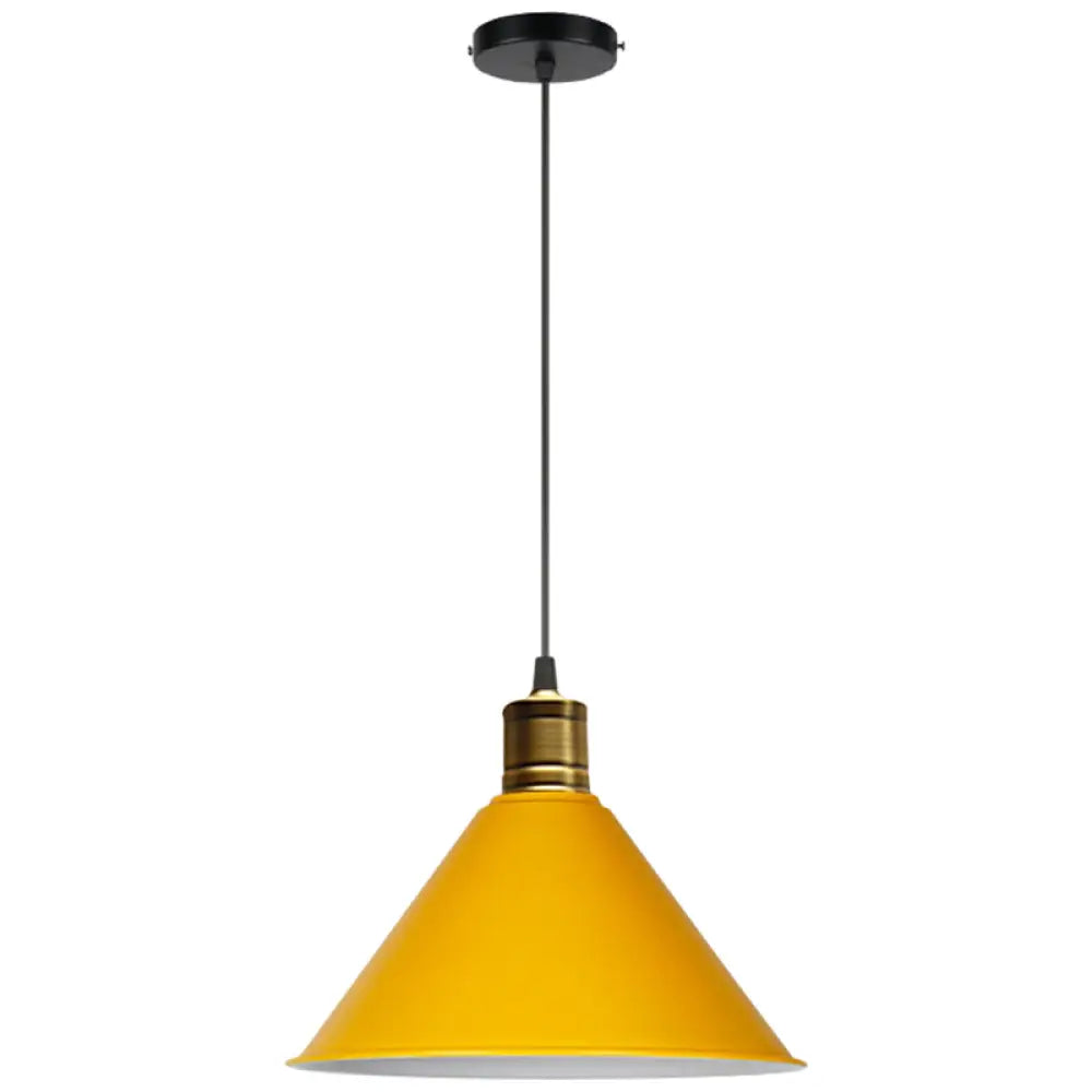 Nordic Modern Metal Tapered Hanging Light - Stylish 1-Light Restaurant Ceiling Pendant Lamp Yellow
