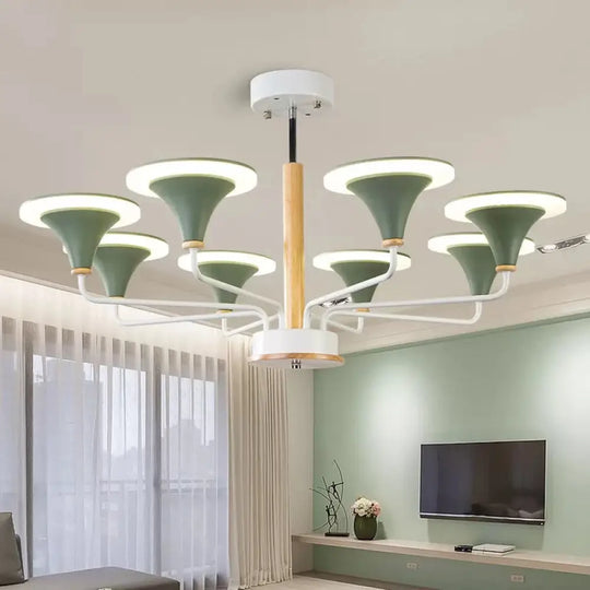 Nordic Modern Pendant Light With Curved Cone Shade - Ideal For Restaurants 8 / Green