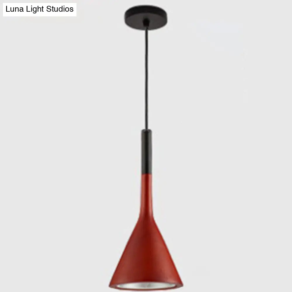 Nordic Modern Resin Tapered Hanging Light: Stylish 1-Light Pendant Lamp For Restaurants Red