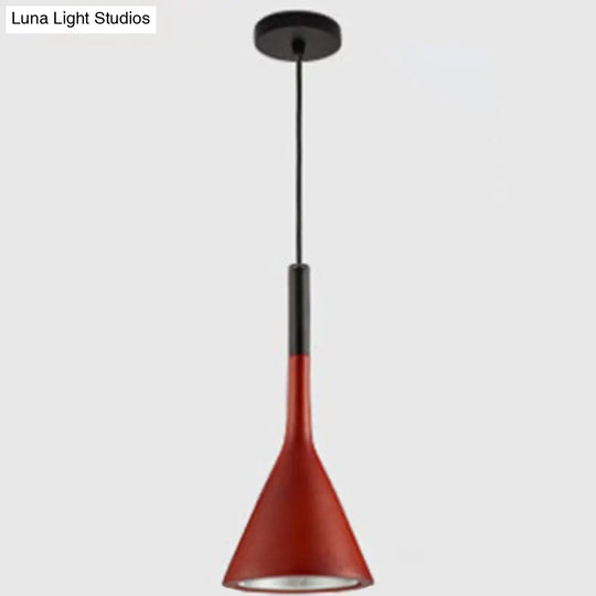 Nordic Modern Resin Tapered Hanging Light: Stylish 1-Light Pendant Lamp For Restaurants Red