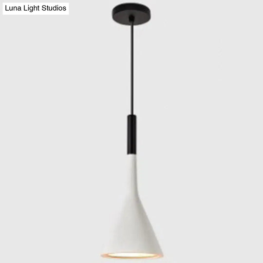 Nordic Modern Resin Tapered Hanging Light: Stylish 1-Light Pendant Lamp For Restaurants White