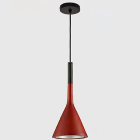 Nordic Modern Resin Tapered Hanging Light - Stylish 1-Light Restaurant Pendant Lamp Red