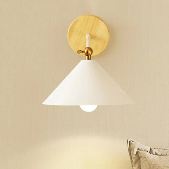 Nordic Modern Rotatable Pyramid Wall Lighting In White Metallic Sconce Light For Bedroom