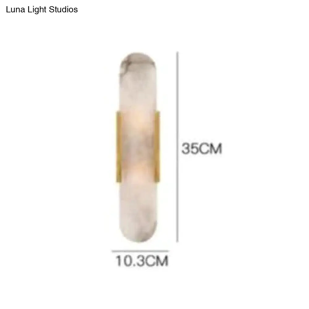 Nordic Modern Simple Copper Marble Wall Lamp Stair Study Bedroom L10*H35Cm Gold Lamps