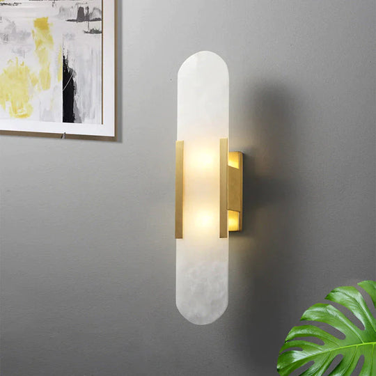 Nordic Modern Simple Copper Marble Wall Lamp Stair Study Bedroom Copper Wall Lamp