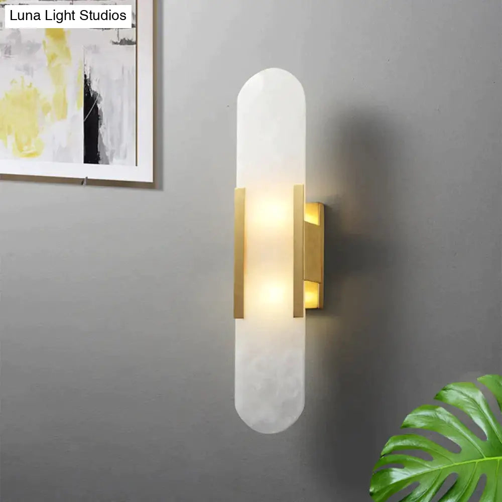 Nordic Modern Simple Copper Marble Wall Lamp Stair Study Bedroom Lamps