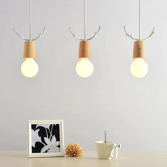 Nordic Modern Simple Wood Little antlers pendant lights, Restaurant Dining Table Kitchen Bed Decoration Lighting