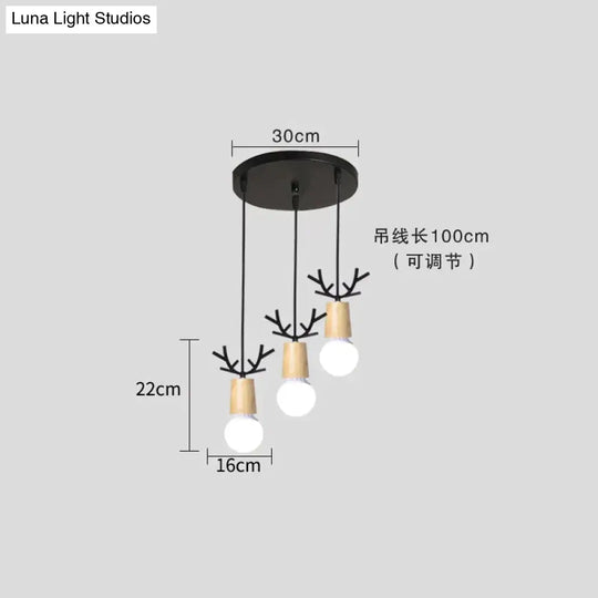 Nordic Modern Simple Wood Little Antlers Pendant Lights Restaurant Dining Table Kitchen Bed