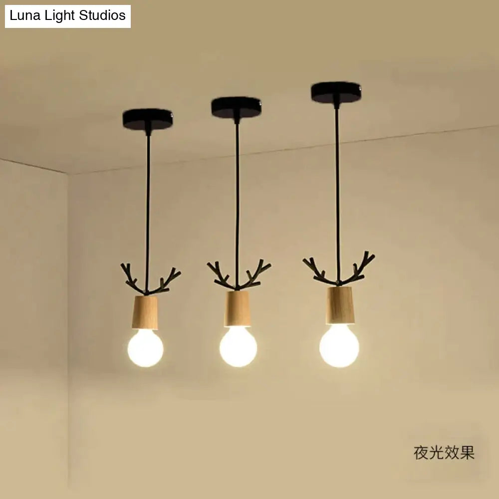 Nordic Modern Simple Wood Little Antlers Pendant Lights Restaurant Dining Table Kitchen Bed