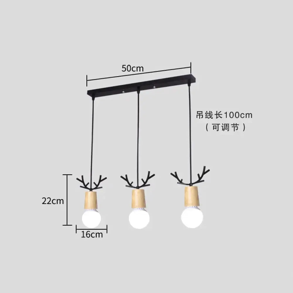 Nordic Modern Simple Wood Little Antlers Pendant Lights Restaurant Dining Table Kitchen Bed