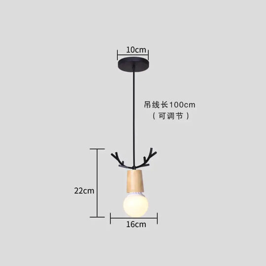 Nordic Modern Simple Wood Little Antlers Pendant Lights Restaurant Dining Table Kitchen Bed