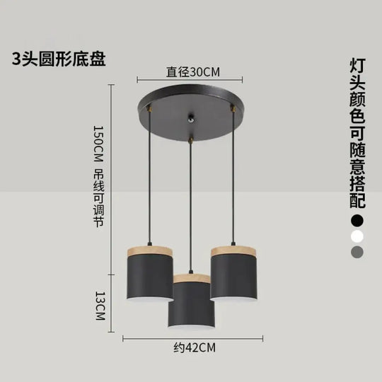 Nordic Modern Wood Aluminum E27 Pendant Lights Living Room Dining Bedside Table Decorative Lighting