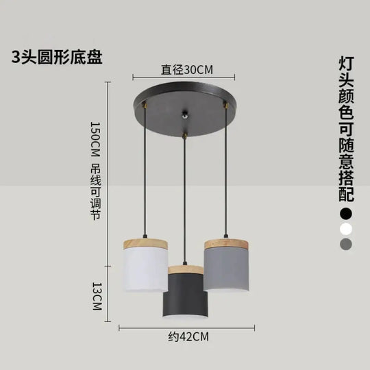 Nordic Modern Wood Aluminum E27 Pendant Lights Living Room Dining Bedside Table Decorative Lighting