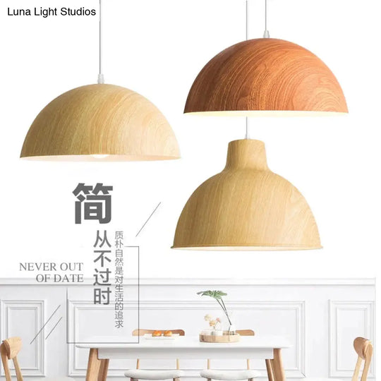 Nordic Modern Wood Grain Spray Paint Aluminum Pendant Lights Living Room Dining Desk Bedside