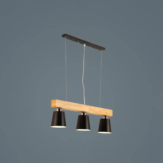 Nordic Modern Wood Island Pendant With Metal Lampshade: Stylish Hanging Lamp For Work Rooms 3 /