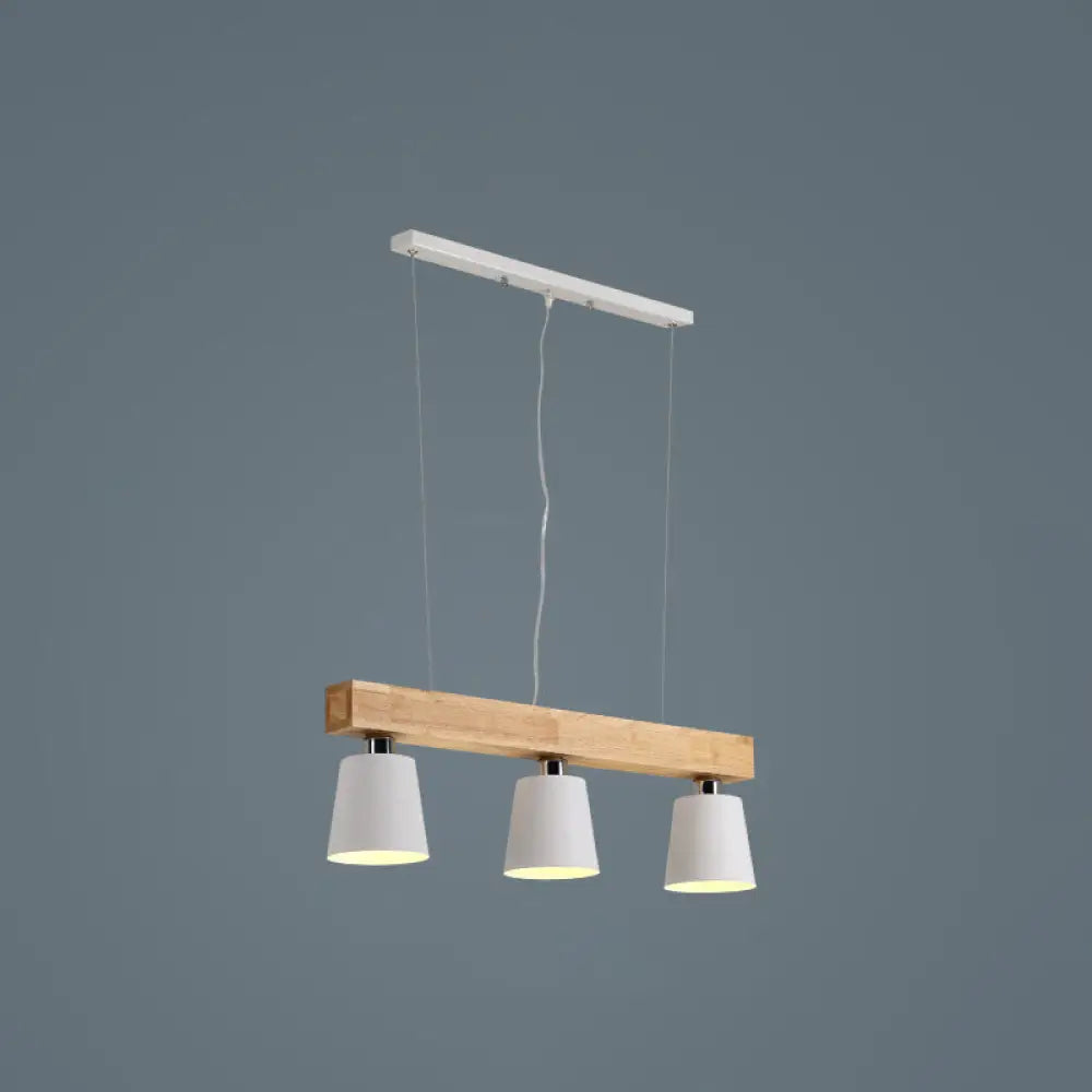 Nordic Modern Wood Island Pendant With Metal Lampshade: Stylish Hanging Lamp For Work Rooms 3 /