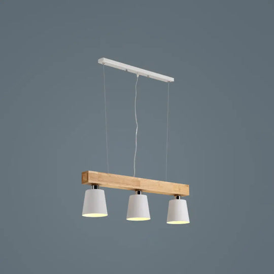 Nordic Modern Wood Island Pendant With Metal Lampshade: Stylish Hanging Lamp For Work Rooms 3 /