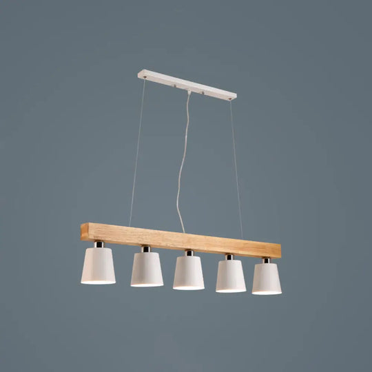 Nordic Modern Wood Island Pendant With Metal Lampshade: Stylish Hanging Lamp For Work Rooms 5 /