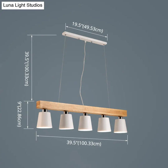 Nordic Modern Wood Island Pendant With Metal Lampshade: Stylish Hanging Lamp For Work Rooms