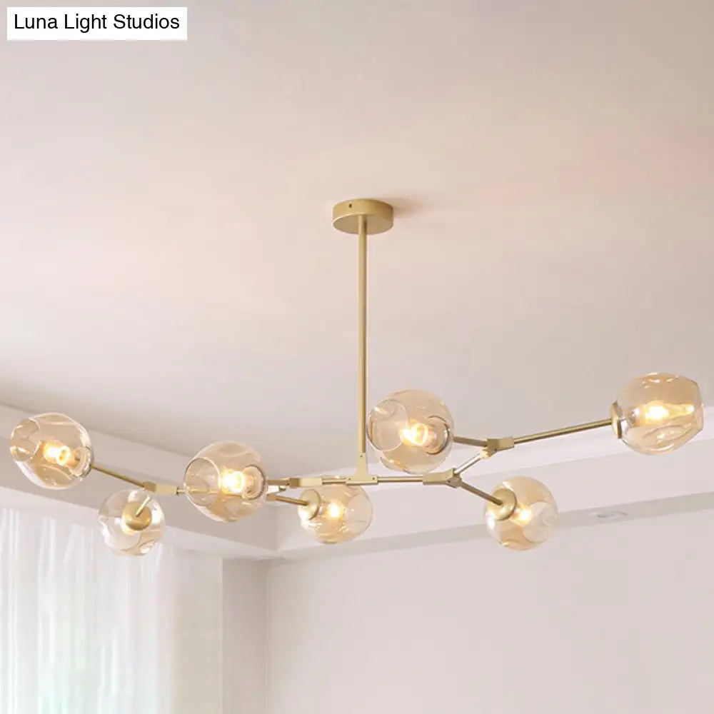 Nordic Molecule Glass Ceiling Pendant Light: Dimpled Living Room Chandelier With Pivot Joint 7 /