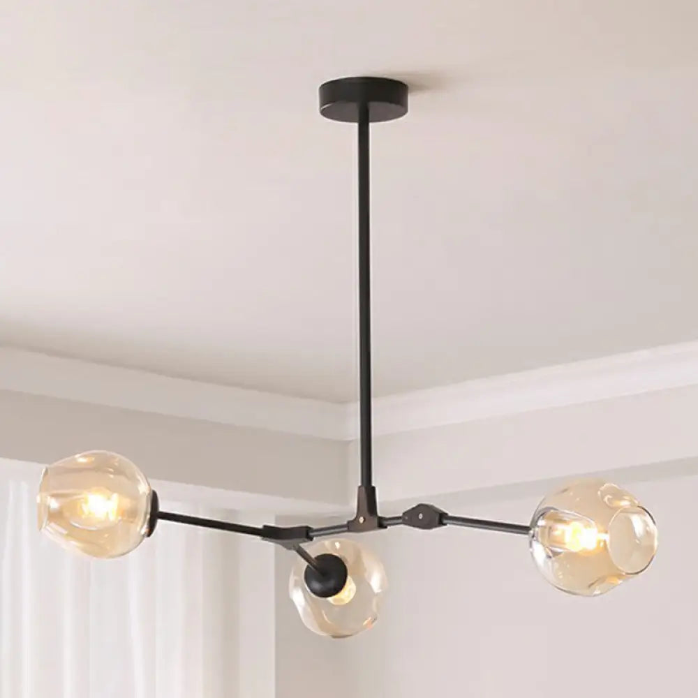 Nordic Molecule Ceiling Pendant Light With Dimpled Glass And Pivot Joint For Living Room 3 / Black