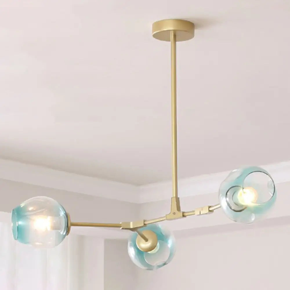 Nordic Molecule Ceiling Pendant Light With Dimpled Glass And Pivot Joint For Living Room 3 / Gold