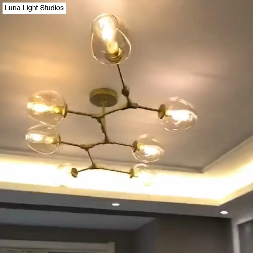 Nordic Molecule Glass Ceiling Pendant Light: Dimpled Living Room Chandelier With Pivot Joint