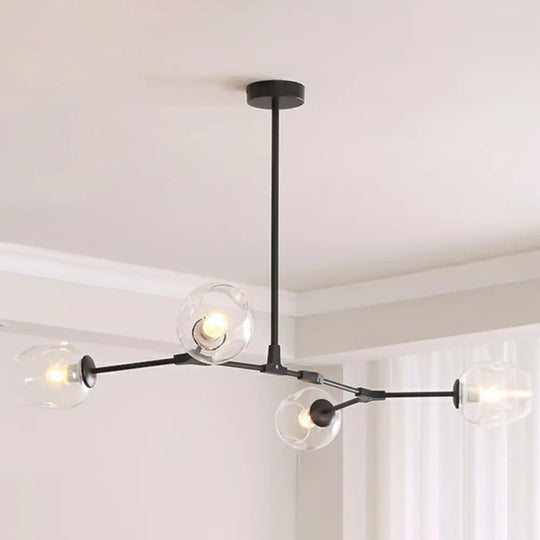 Nordic Molecule Ceiling Pendant Light With Dimpled Glass And Pivot Joint For Living Room 4 / Black