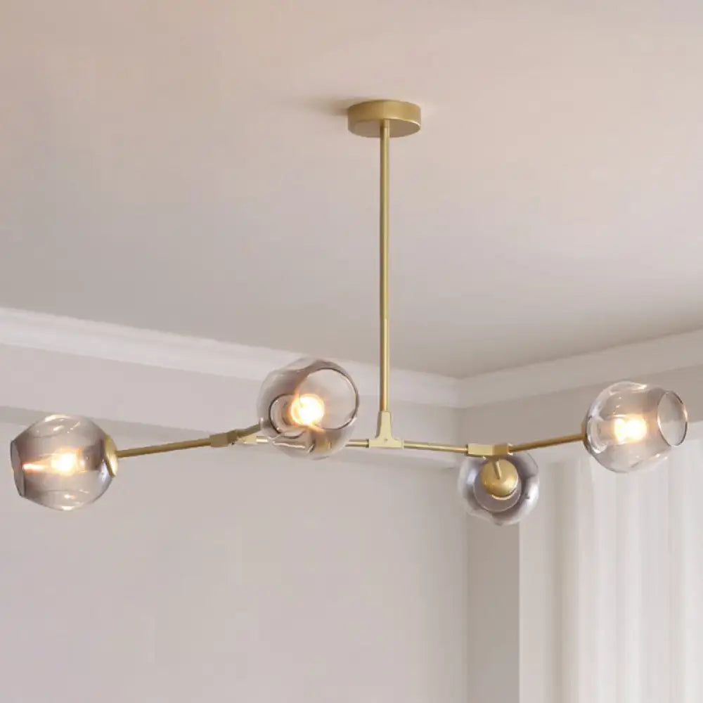 Nordic Molecule Ceiling Pendant Light With Dimpled Glass And Pivot Joint For Living Room 4 / Gold