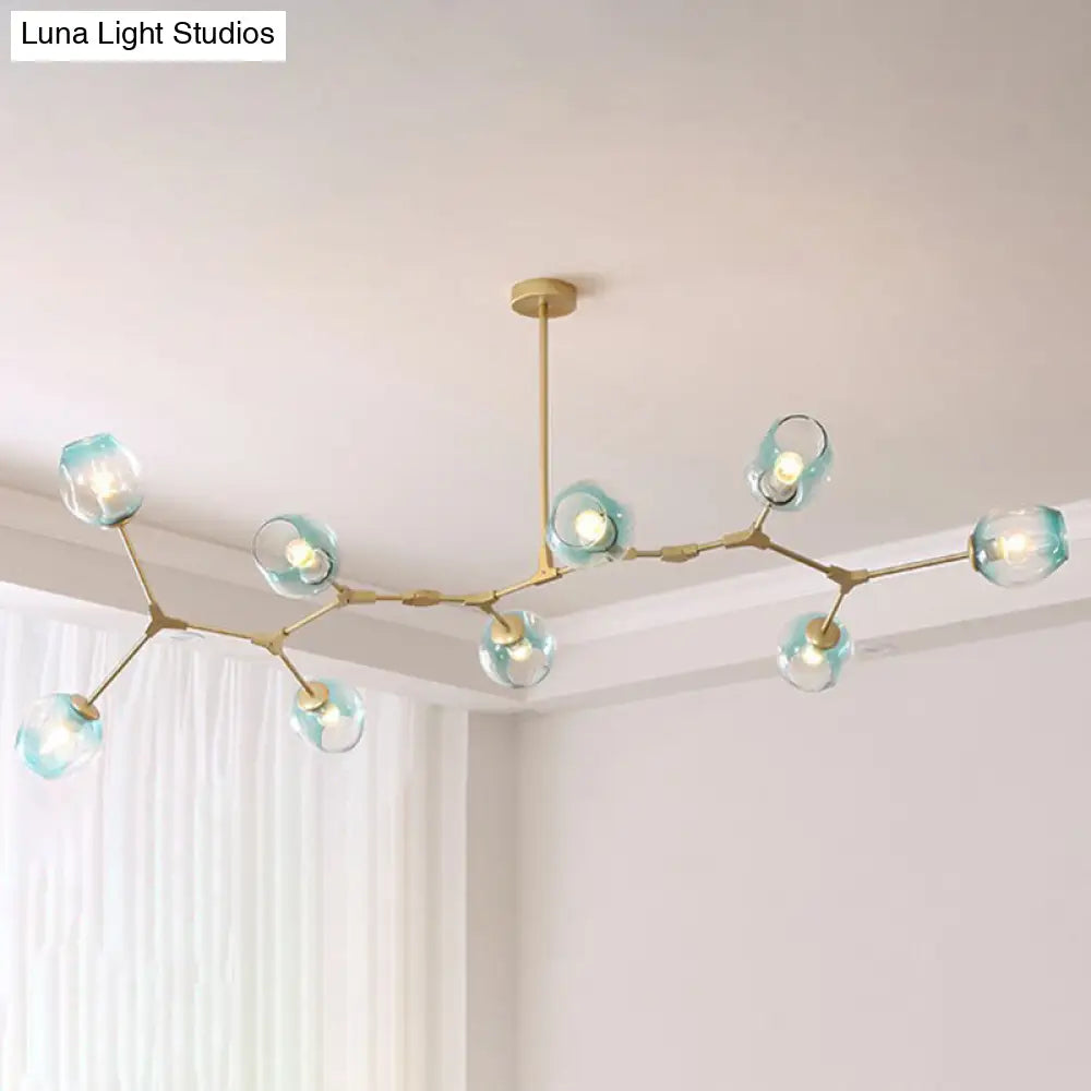 Nordic Molecule Glass Ceiling Pendant Light: Dimpled Living Room Chandelier With Pivot Joint 9 /