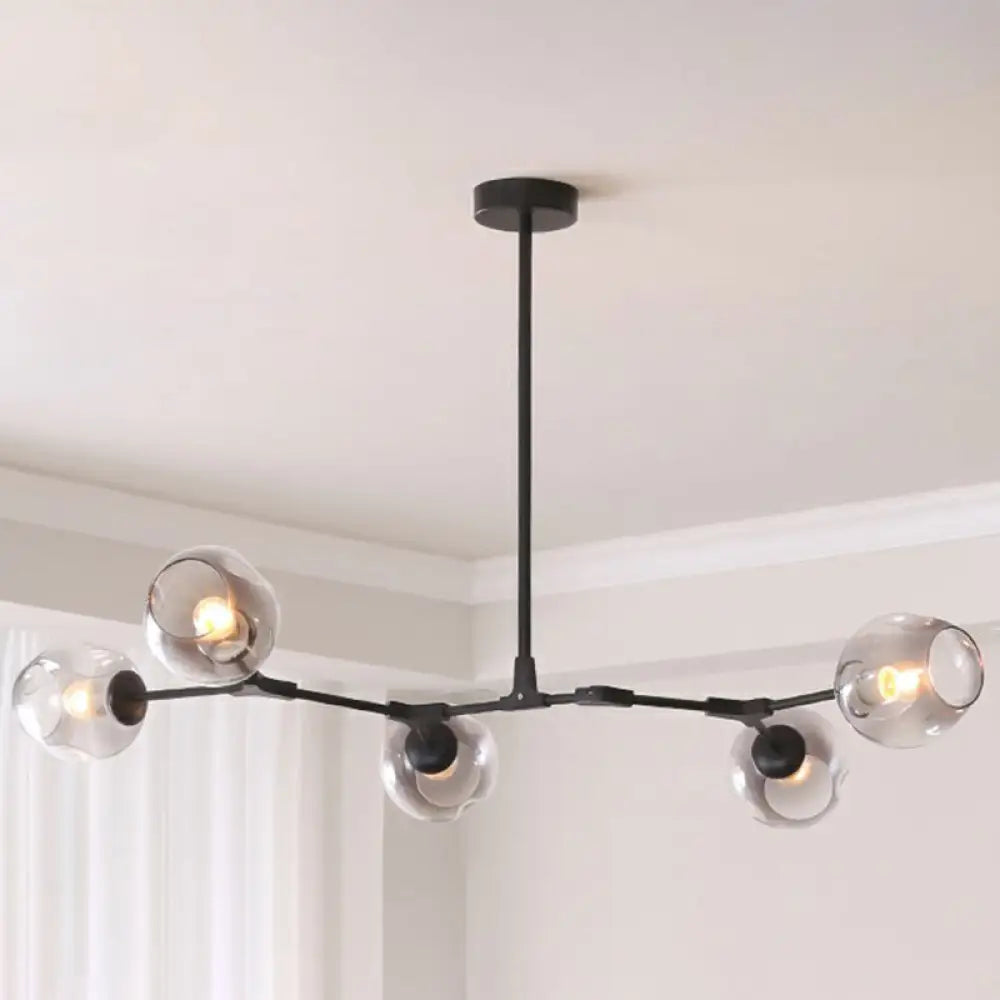 Nordic Molecule Ceiling Pendant Light With Dimpled Glass And Pivot Joint For Living Room 5 / Black