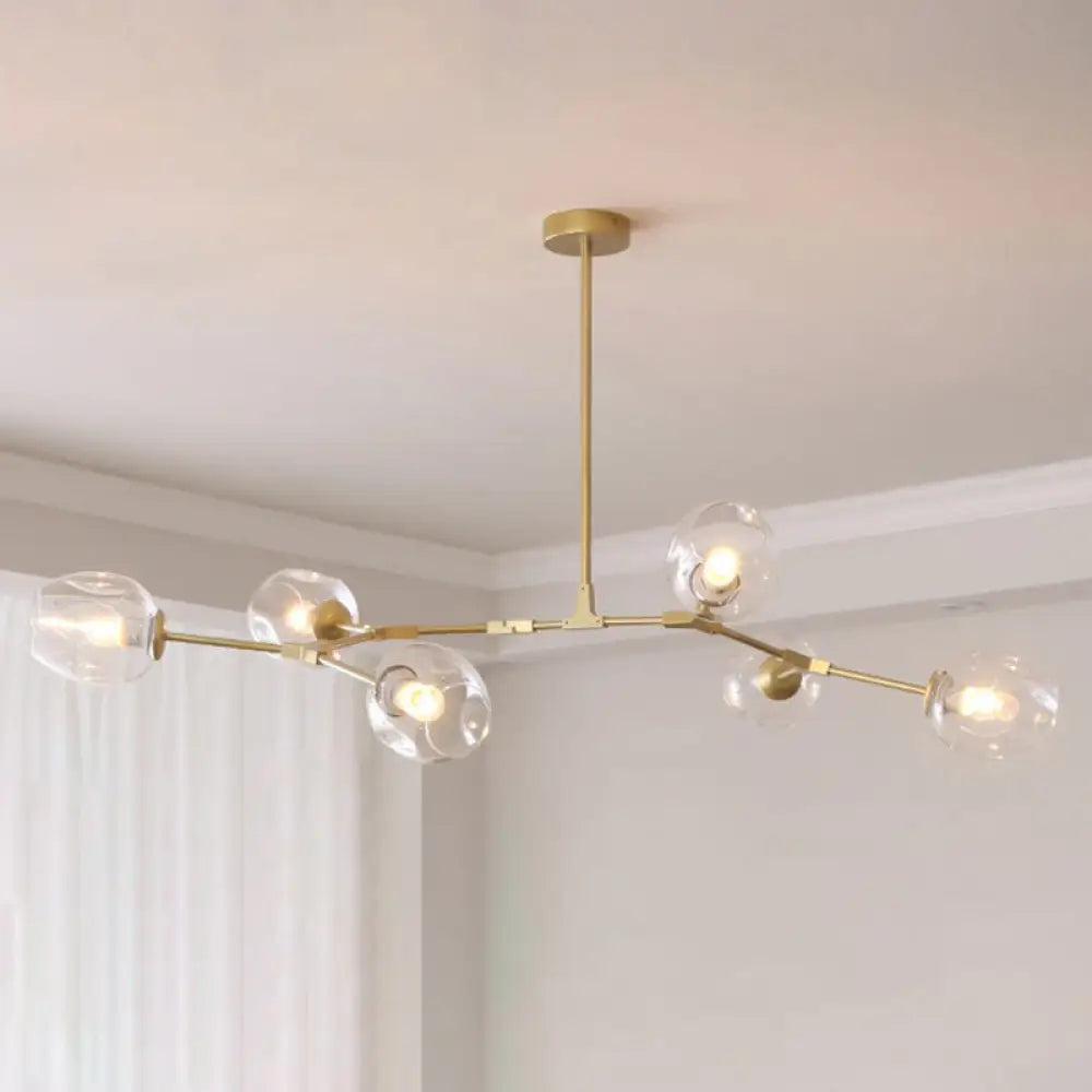 Nordic Molecule Ceiling Pendant Light With Dimpled Glass And Pivot Joint For Living Room 6 / Gold