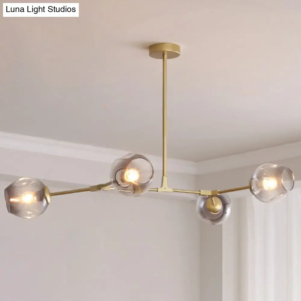 Nordic Molecule Glass Ceiling Pendant Light: Dimpled Living Room Chandelier With Pivot Joint 4 /